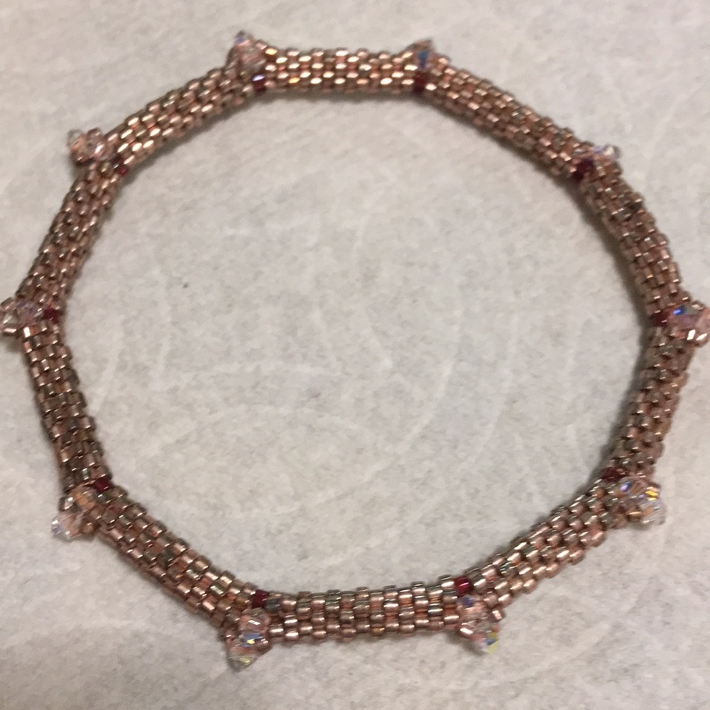 Vintage copper pointed crystal dagger bracelet